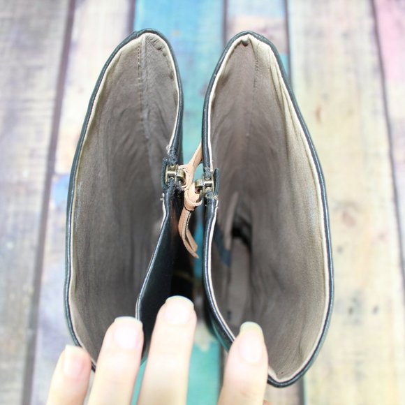 Schuler & Sons Philadelphia Black Leather Tall Zip Heeled Boots 7.5 M - Picture 6 of 11